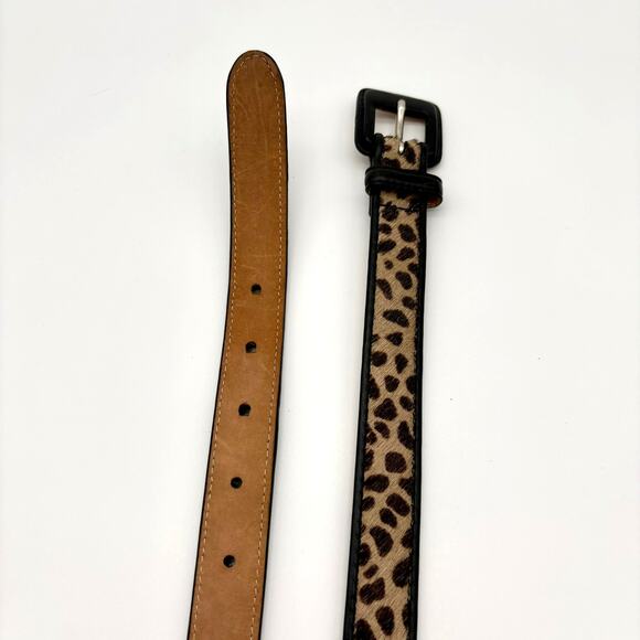 Vintage 90s Talbots Leopard Calf Hair Leather Belt Italy Size S Animal Print main image 6